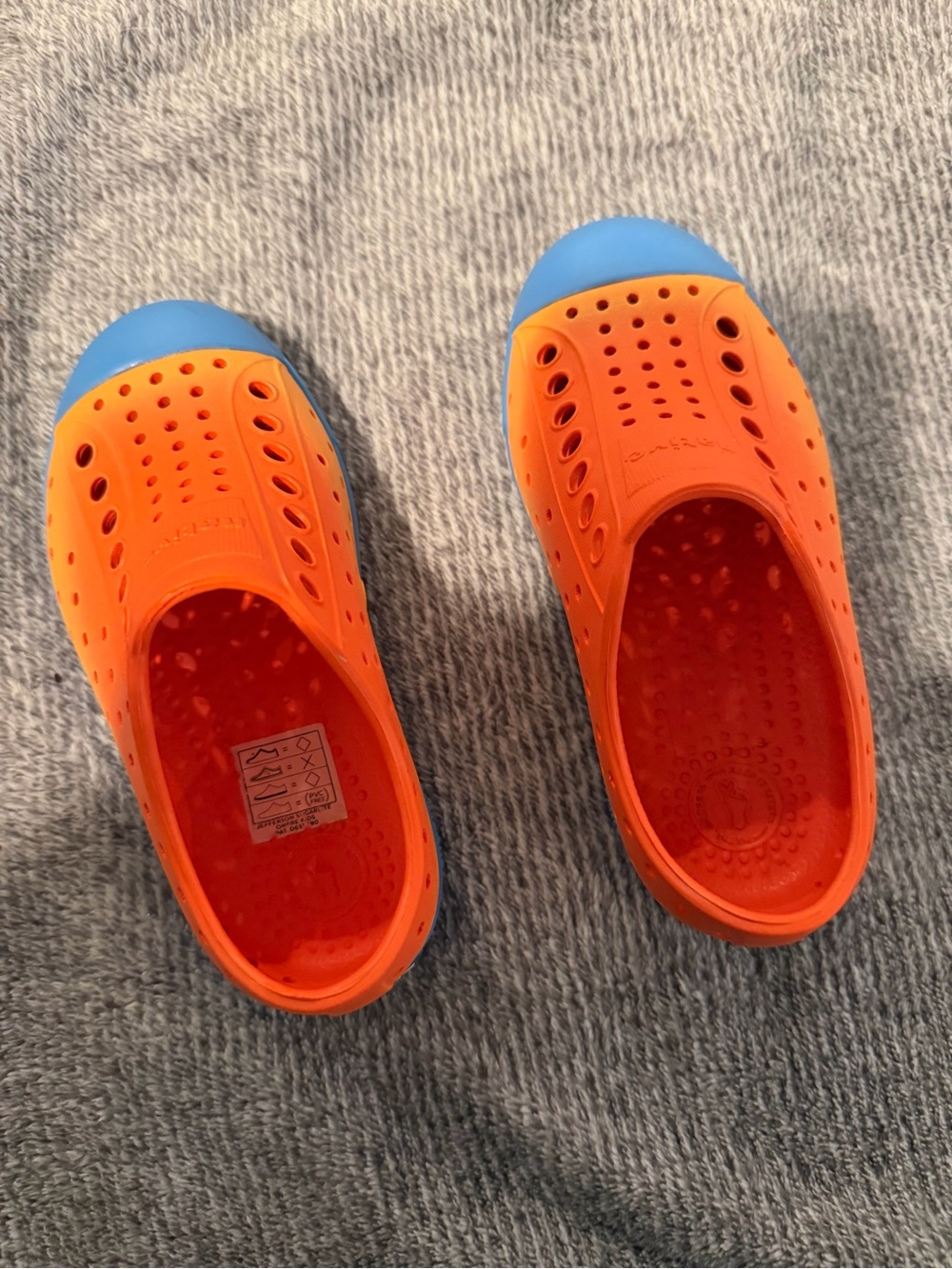 Native Kids Orange Slip-Ons with Blue Toe